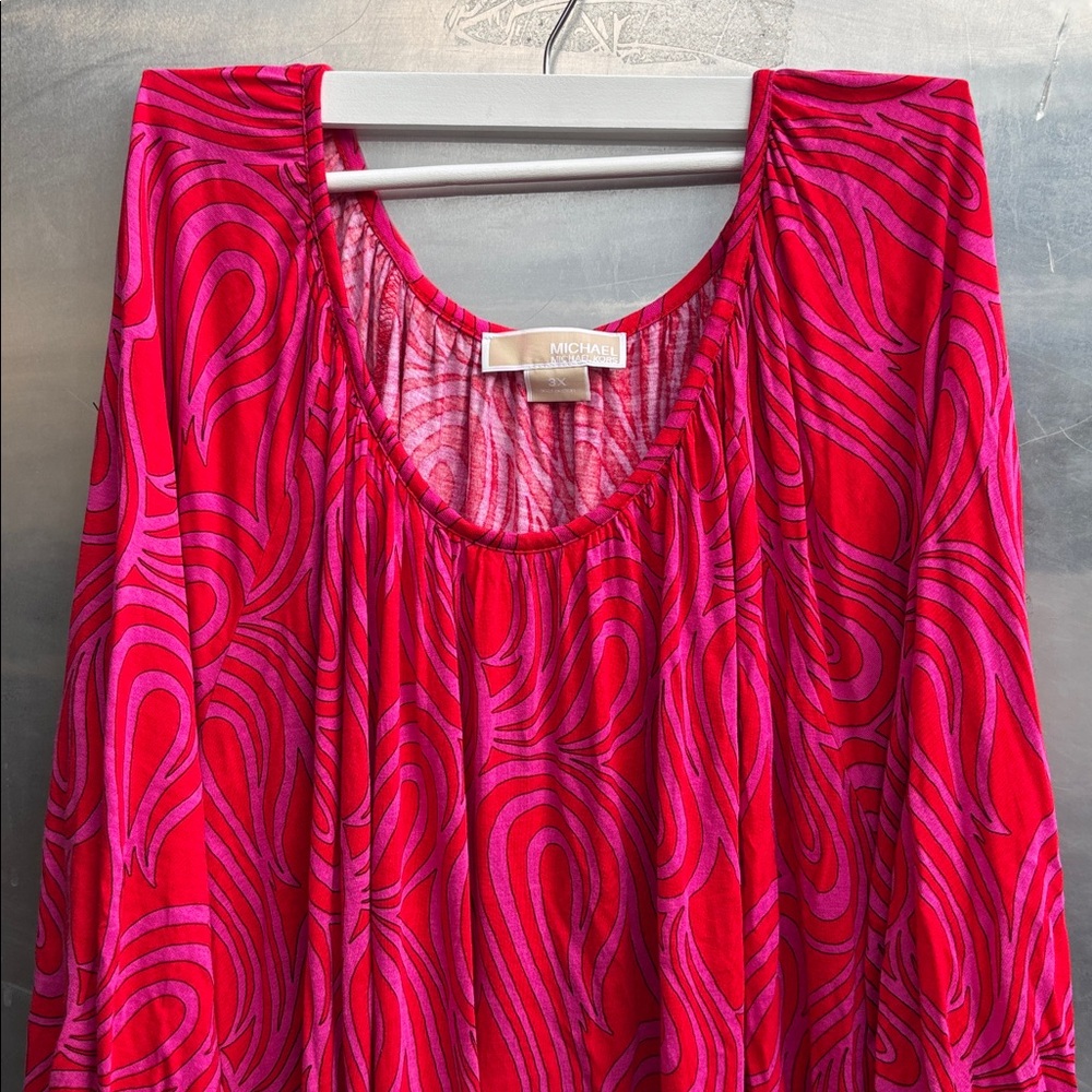 MICHAEL Michael Kors Red and Pink Blouse, 3/4 length sleeves size 3X - Picture 4 of 9